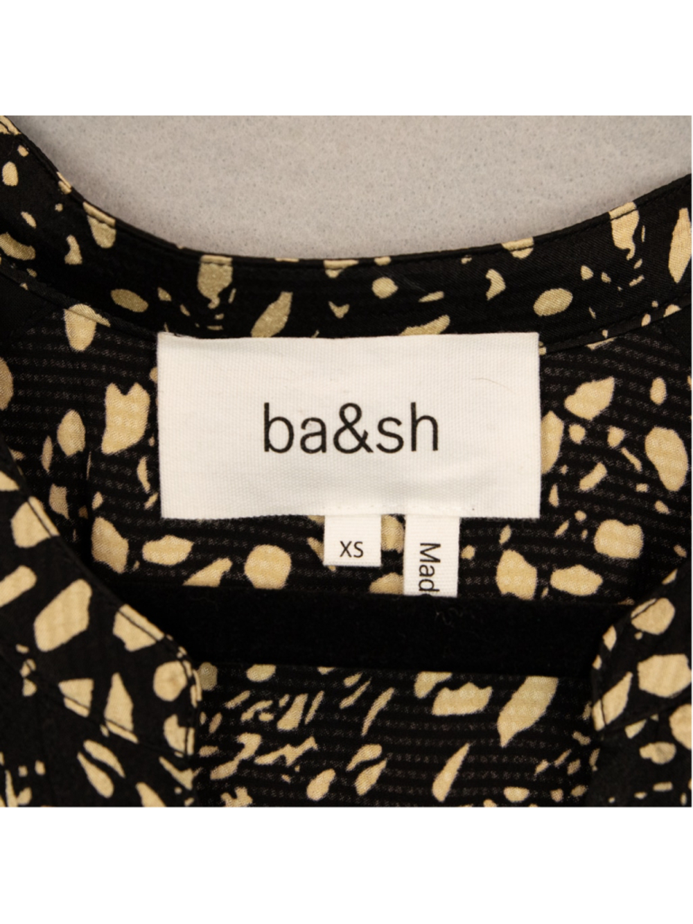 Ba&sh Esme Noir black and beige dot print midi dress-XS - Picture 3 of 5